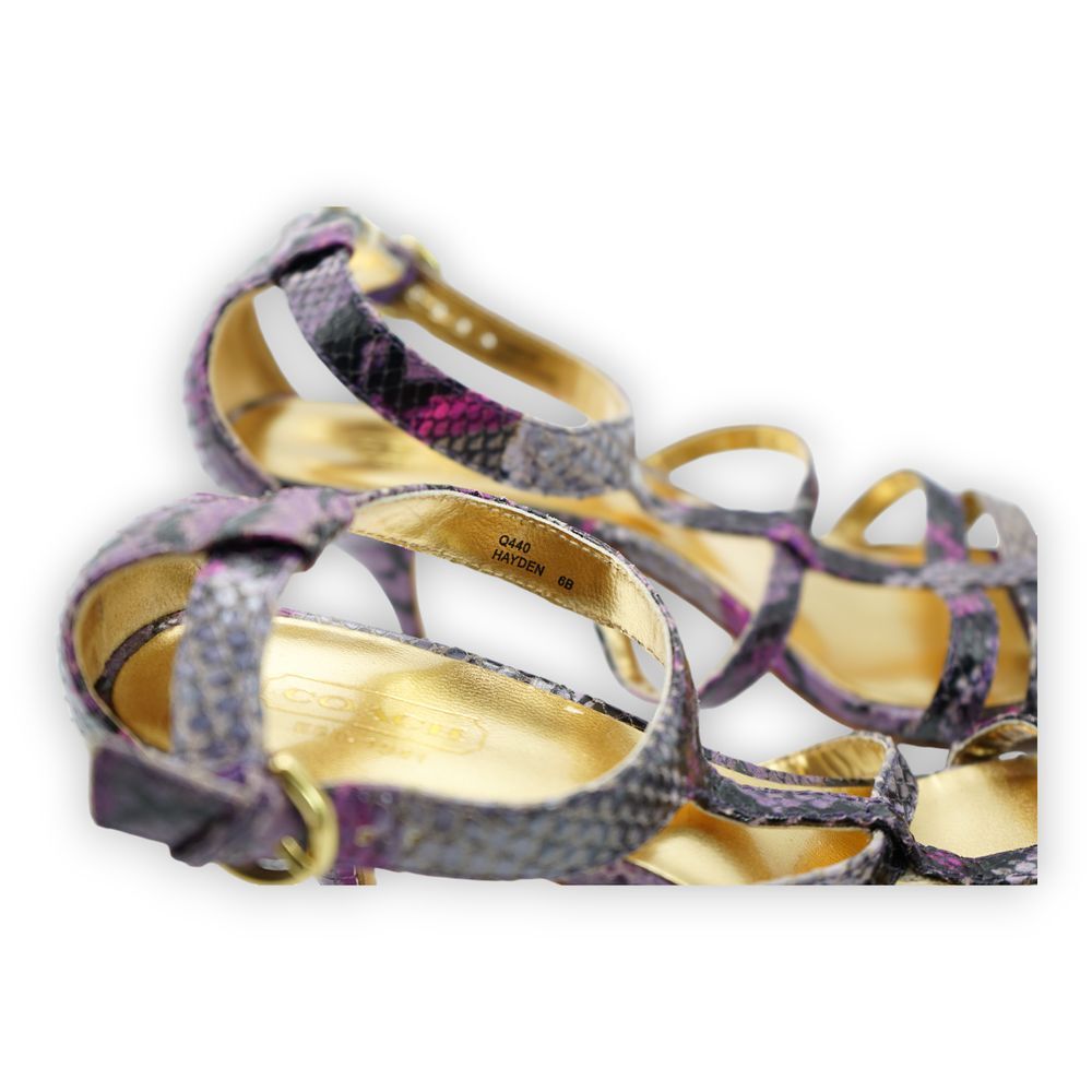 COACH Shoes Purple/Pink Python Strappy‎ Heels Size 6B Women's - Picture 12 of 12